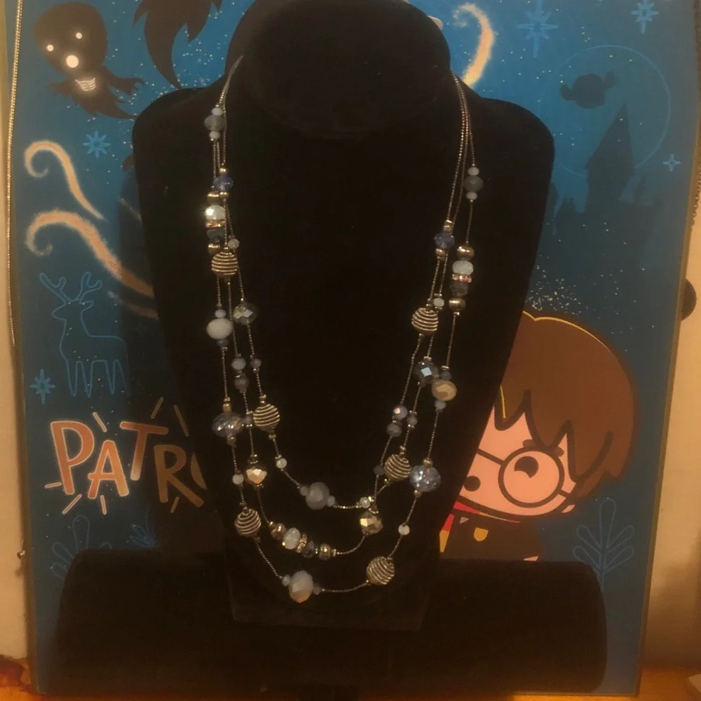 Color  Blue Beaded Necklace - Picture 3 of 4